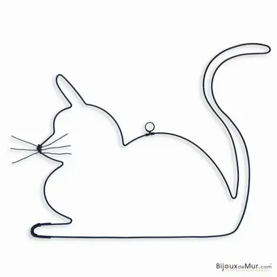 Other wall decoration - Wire wall decoration "Lying cat" - Wall jewelry - BIJOUX DE MUR