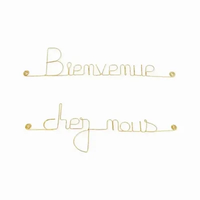 Autres décorations murales - Décoration Murale Fil de laiton doré "Bienvenue chez nous" - BIJOUX DE MUR