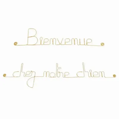 Other wall decoration - Gold-plated brass wall decoration "Welcome to our dog" - BIJOUX DE MUR