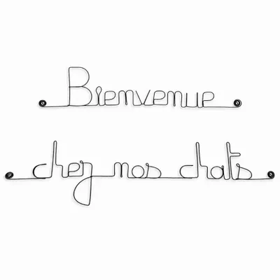 Other wall decoration - Wire wall writing "Welcome to our cats" - BIJOUX DE MUR