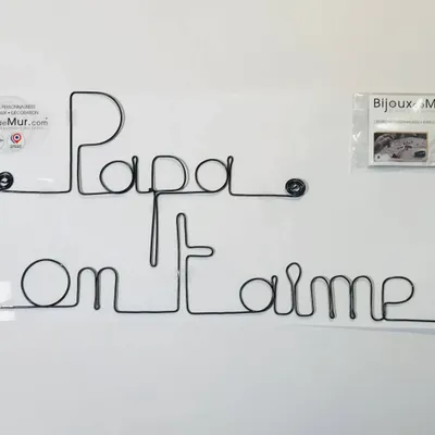 Autres décorations murales - Fête des Pères " Papa on t'aime " - en Fil de Fer - BIJOUX DE MUR