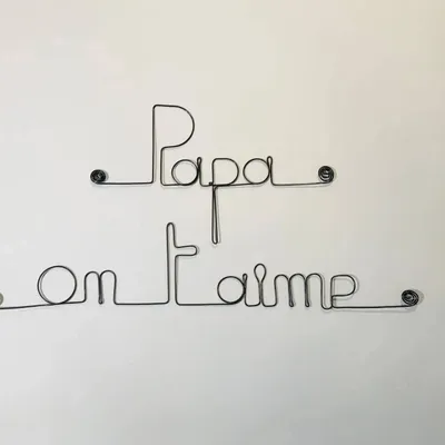 Autres décorations murales - Fête des Pères " Papa on t'aime " - en Fil de Fer - BIJOUX DE MUR