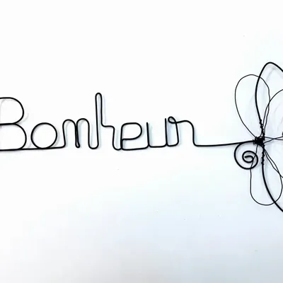 Autres décorations murales - Fleur de Lotus - "Bonheur" - Décoration murale en fil de fer - BIJOUX DE MUR