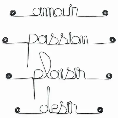 Autres décorations murales - Lot de petits messages en fil de fer - AMOUR - BIJOUX DE MUR