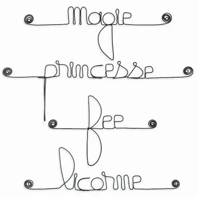 Autres décorations murales - Lot de petits messages en fil de fer - FÉÉRIQUE - BIJOUX DE MUR