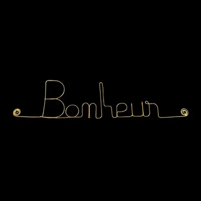 Children's decorative items - Gold Brass Wire Word - Happiness - Wall Decoration - BIJOUX DE MUR