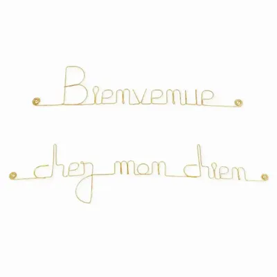 Autres décorations murales - Mot en laiton doré " Bienvenue chez mon chien " - Décoration - BIJOUX DE MUR