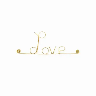 Other wall decoration - Small word in golden brass wire "Love" - ​​Wall decoration - BIJOUX DE MUR