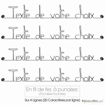 Other wall decoration - Customizable wire wall decoration phrase - 4 lines - BIJOUX DE MUR