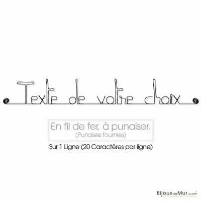 Autres décorations murales - Phrase Décoration Murale en fil de fer à personnaliser - BIJOUX DE MUR