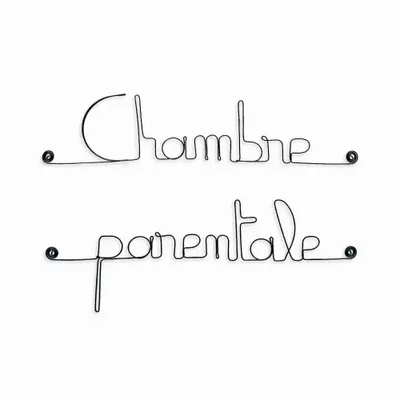 Autres décorations murales - Plaque de porte en fil de fer " Chambre parentale " - BIJOUX DE MUR