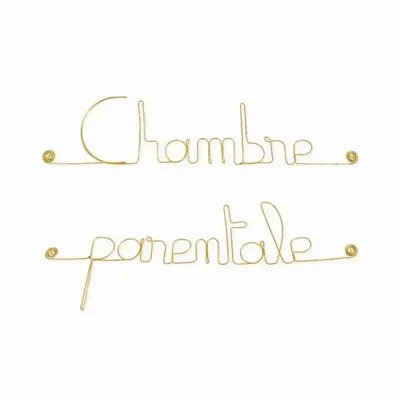 Autres décorations murales - Plaque de porte en fil de Laiton Doré " Chambre parentale " - BIJOUX DE MUR