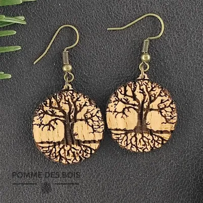 Bijoux - Boucles d'oreilles - Arbre de vie (clair) - POMME DES BOIS