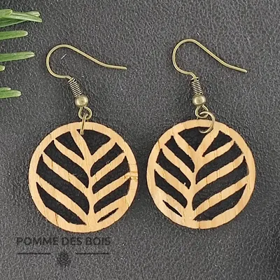 Bijoux - Boucles d'oreilles - Feuille Tropicale - POMME DES BOIS