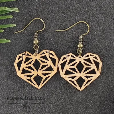 Bijoux - Boucles d'oreilles - Coeur Géométrique - POMME DES BOIS