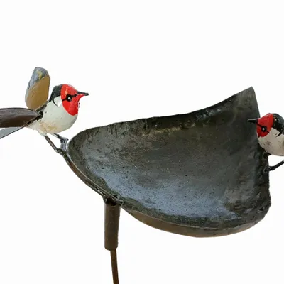 Outdoor decorative accessories - Recycled Metal Goldfinch Leaf Garden Spike - TERRE SAUVAGE
