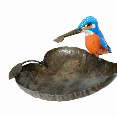 Accessoires de déco extérieure - Tuteur Métal Recyclé Martin Pêcheur 22x18cm - TERRE SAUVAGE