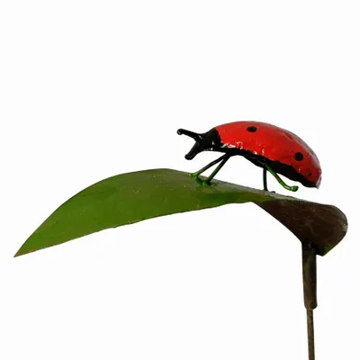 Outdoor decorative accessories - Ladybug/Leaf Recycled Metal Garden Spike - TERRE SAUVAGE