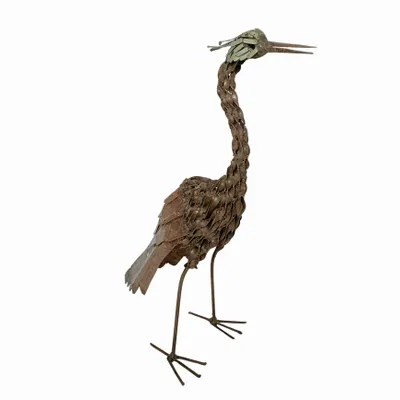 Outdoor decorative accessories - Twisted Heron Recycled Metal Sculpture 45cm - TERRE SAUVAGE
