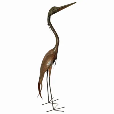 Outdoor decorative accessories - Recycled Metal Sculpture Heron 115cm - TERRE SAUVAGE