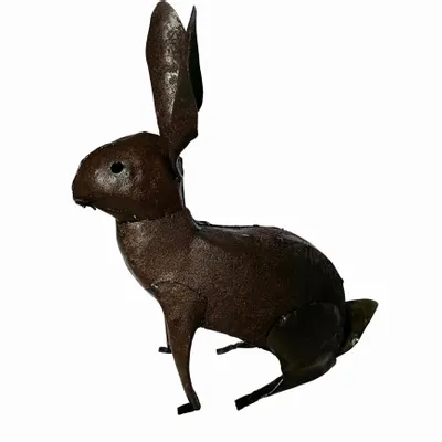 Outdoor decorative accessories - Recycled Metal Rabbit Sculpture 16/35cm - TERRE SAUVAGE