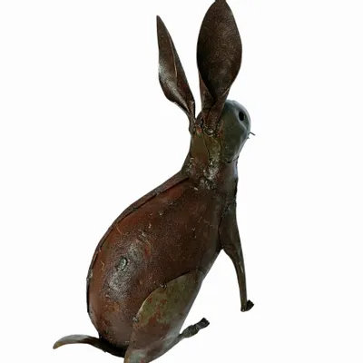 Accessoires de déco extérieure - Sculpture Métal Recyclé Lapin 16/35cm - TERRE SAUVAGE