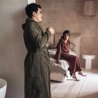 Bathrobes - USHUAIA-LXL hooded bathrobe - BED AND PHILOSOPHY
