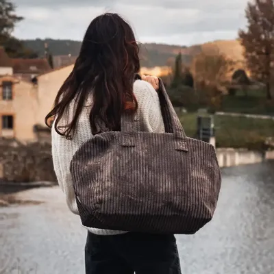 Sacs et cabas - Sac weekend en velours côtelé VOYAGE 46x30x26 cm - BED AND PHILOSOPHY