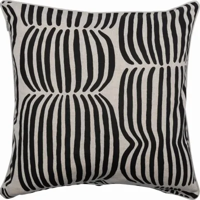 Linge - Housse de coussin Vilja demi-lin noir 45x45 cm - PENTIK