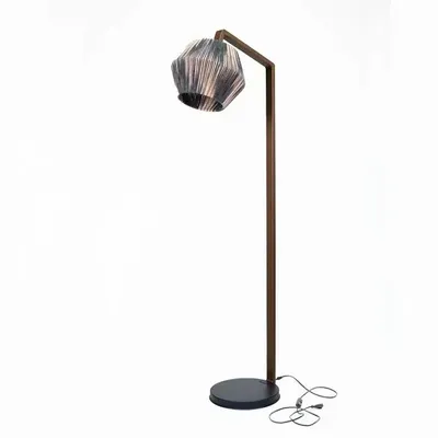 Lampadaires - Lampadaire artisanal en métal (corde en coton) - FORADA HOME & STYLE