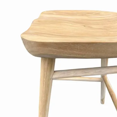 Tabourets - Tabouret de bar en Teck massif avec assise ergonomique. assise 75 - BALINAISA