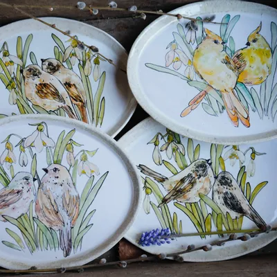 Platter and bowls - Oval artisan porcelain plates - JANE AND MERY
