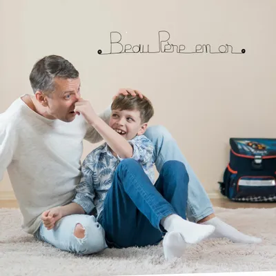 Autres décorations murales - Décoration Murale en Fil de Fer "Beau Père en or" - BIJOUX DE MUR