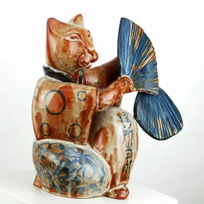 Céramique - Minato (chat aux éventails) - SABMULLER CERAMICS