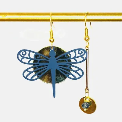 Cadeaux - Boucles d'oreilles Bahamas - acier Inoxydable et libellule asymétrique - LILIBELLULE