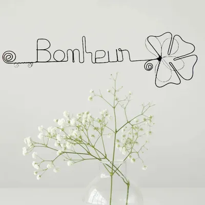 Other wall decoration - Clover Flower - "Happiness" - Wire Wall Decoration - BIJOUX DE MUR
