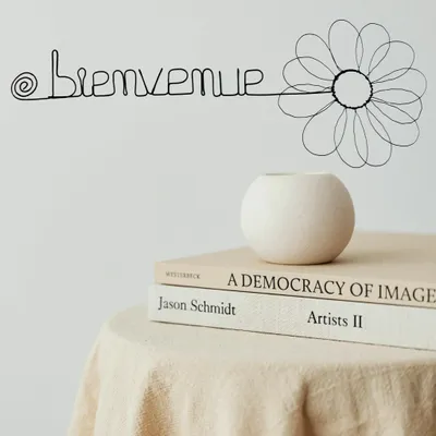 Autres décorations murales - Fleur de Marguerite - "Bienvenue" - Déco murale fil de fer - BIJOUX DE MUR