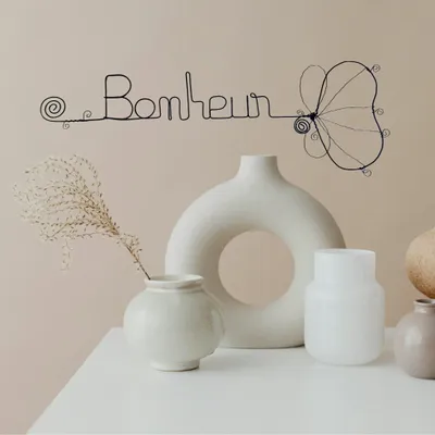 Autres décorations murales - Fleur de Ginkgo - "Bonheur" - Décoration murale fil de fer - BIJOUX DE MUR