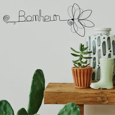 Autres décorations murales - Fleur de Lotus - "Bonheur" - Décoration murale en fil de fer - BIJOUX DE MUR