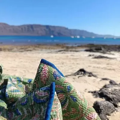 Sacs et cabas - Grand cabas Amalfi en kantha imprimé blockprint - pièces uniques - MAISON LILO