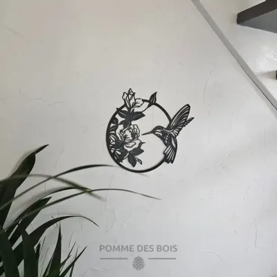 Tableaux - Tableau - Colibri Graphique Fleuri - POMME DES BOIS