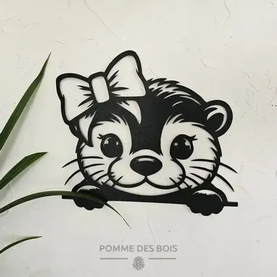 Tableaux - Tableau - Loutre avec Nœud - POMME DES BOIS
