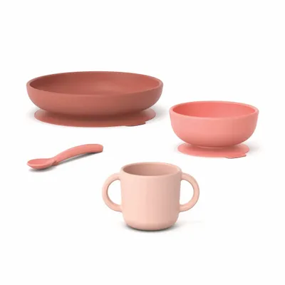 Repas pour enfant - Coffret Repas Bébé en Silicone Premium - Coral - EKOBO