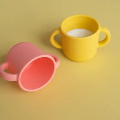 Repas pour enfant - Set de 2 Tasses d'apprentissage en silicone - Corail / Mimosa - EKOBO