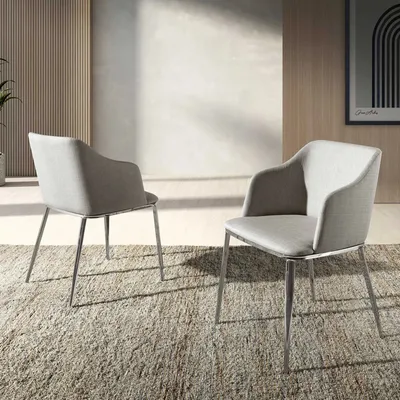 Chairs - Gray fabric upholstered Dining table chair - ANGEL CERDÁ
