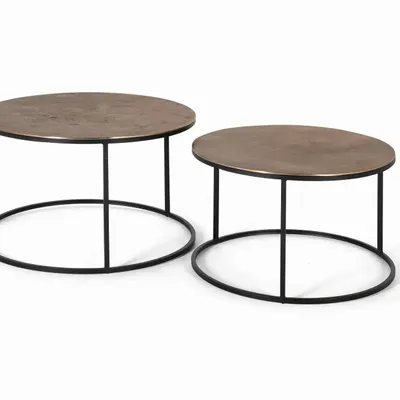 Tables basses - Lot de 2 tables en métal et cuivre - GINER Y COLOMER