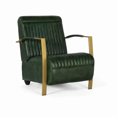 Armchairs - Armchair covered in natural leather with gold metal structure - GINER Y COLOMER