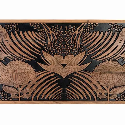 Beds - Headboard in natural and black acacia wood - GINER Y COLOMER
