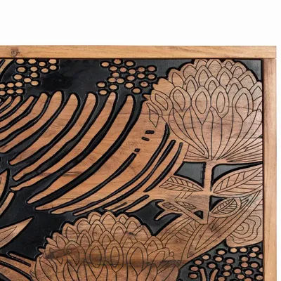 Lits - Tête de lit en bois d'acacia naturel et noir - GINER Y COLOMER