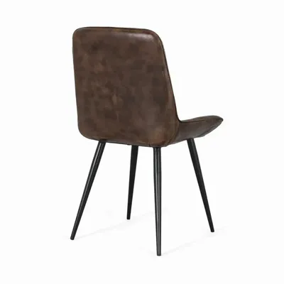 Chaises - Chaise rembourrée en cuir gris cendré - GINER Y COLOMER